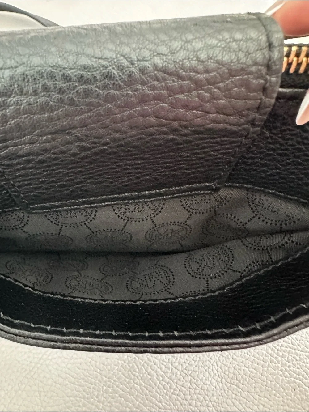 Michael Kors Black Pebbled Leather Crossbody with Gold MK Medallion